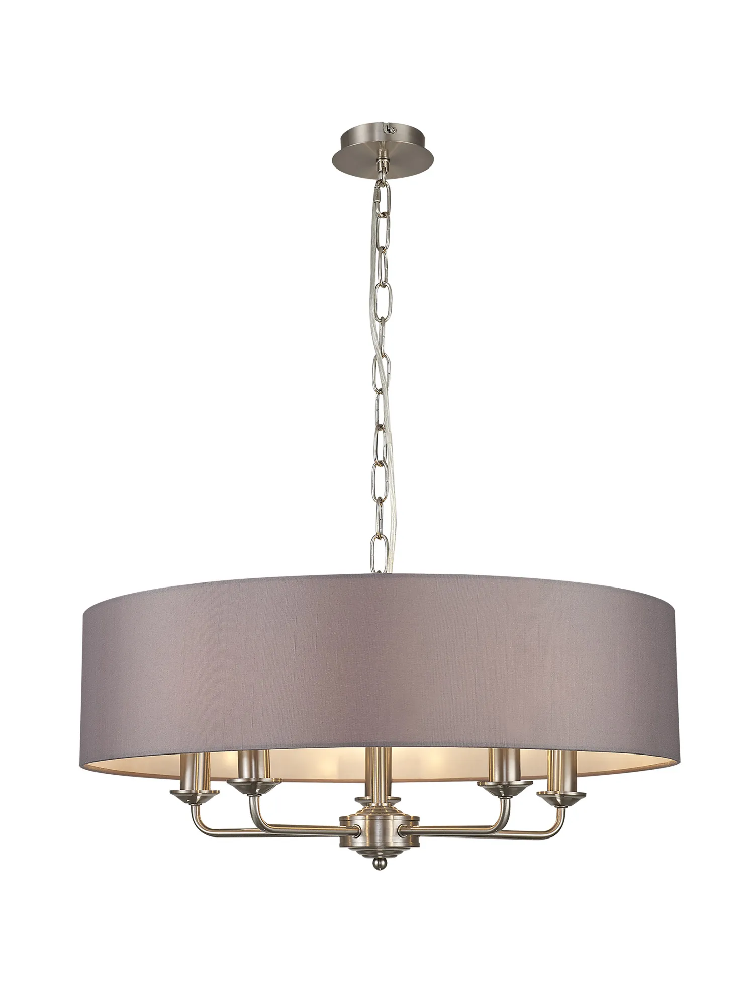 Banyan 60cm 5 Light Pendant Satin Nickel; Grey